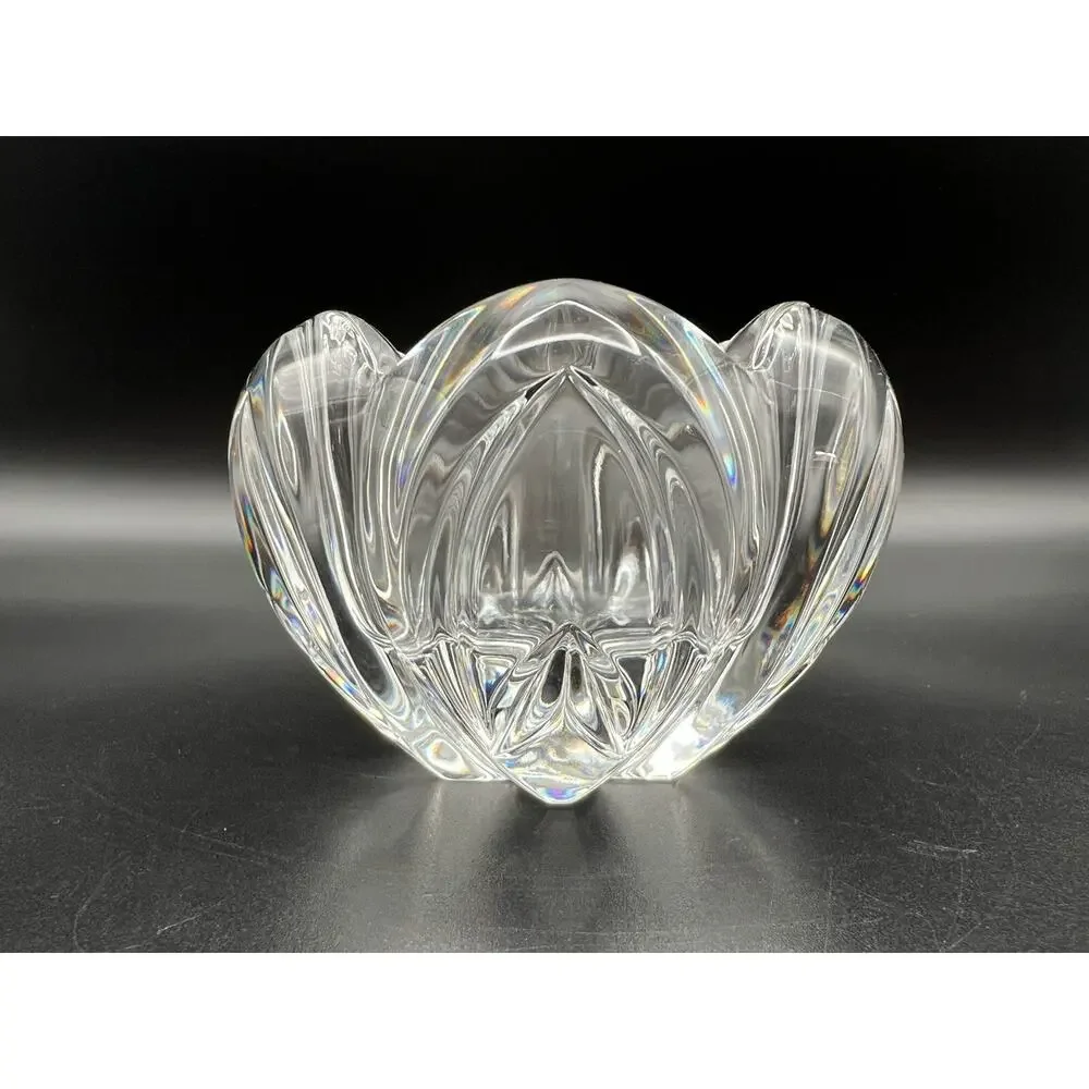 Waterford Crystal Lotus Shaped Votive Tea Light Candle Holder 2.5” Elegant Glass